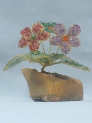 Drei Blumen (± 7 cm) mit Amethyst, Jaspis und Türkis